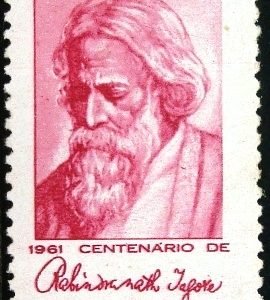 Selo postal do Brasil de 1961 - Rabindranath Tagore