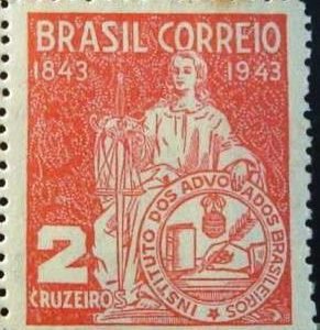 Selo postal de 1943 Instituto dos Advogados Brasileiros