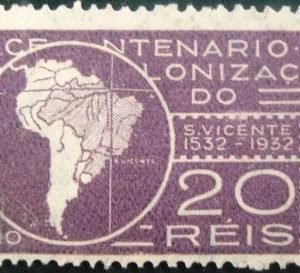 Selo postal do Brasil de 1932 Tratado de Tordesilhas N