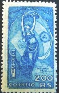 Selo postal do Brasil de 1933 Presidente Justo 200rs N