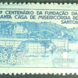 Selo postal de 1943 Santa Casa de Santos