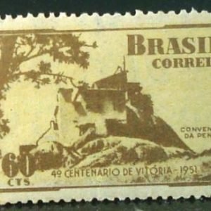 Selo postal do Brasil de 1951 4º Centenário de Vitória/ES