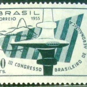 Selo postal do Brasil de 1955 Congresso Aeronáutica N