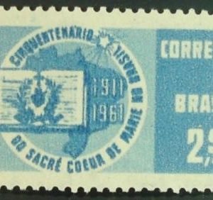 Selo postal do Brasil de 1961 Sacré-Cœur de Marie