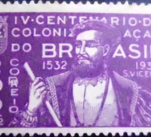 Selo postal do Brasil de 1932 Martim Afonso de Souza