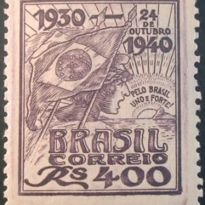 selo postal do Brasil de 1940 Governo Getúlio Vargas - C 157 M