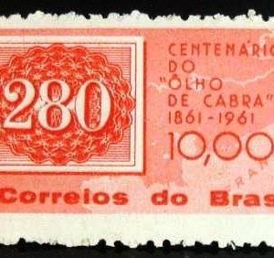 Selo postal do Brasil de 1961 Olho-de-gato