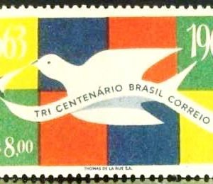 Selo postal do Brasil de 1963 Aniversário dos Correios