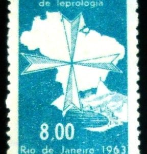 Selo postal do Brasil de 1963 Leprologia M