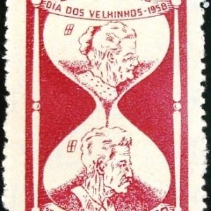 Selo postal do Brasil de 1958 Dia dos Velhinhos