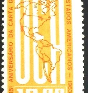 Selo postal do Brasil de 1963 Carta OEA M