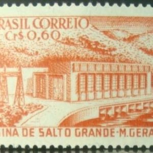 Selo postal do Brasil de 1956 Usina Salto Grande