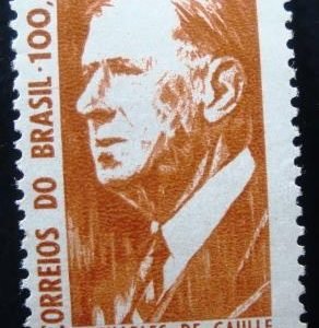 Selo postal di Brasil de 1964 Charles de Gaulle