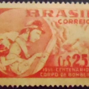 Selo postal de 1956 Corpo de Bombeiros Palha - C 378 A M