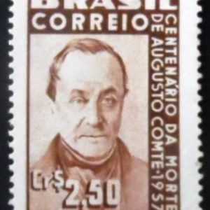 Selo postal do Brasil de 1957 Augusto Comte