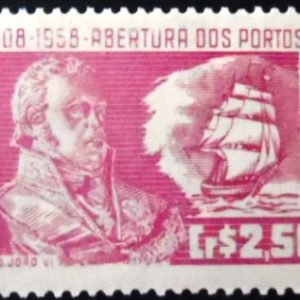 Selo postal do Brasil de 1958 Abertura dos Portos