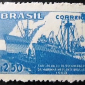 Selo postal do Brasil de 1958 Marinha Mercante