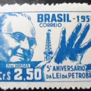 Selo postal do Brasil de 1958 Lei da Petrobrás