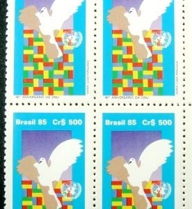 Quadra postal do Brasil de 1985 Aniversário da ONU