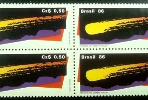 Quadra de selos do Brasil de 1986 Cometa Halley