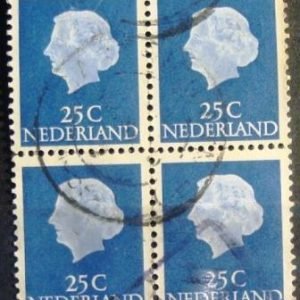 Quadra de selos da Holanda de 1953 Queen Juliana 25