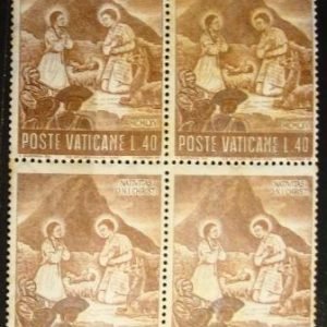 Quadra de selos postais do Vaticano de 1985 Nativity 40