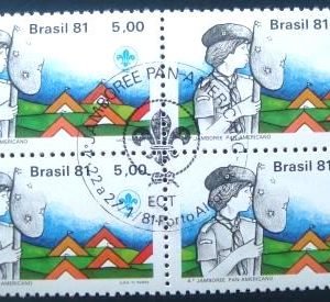 Quadra de selos do Brasil de 1981 Escoteiro