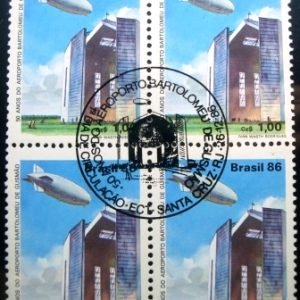 Quadra de selos postais do Brasil de 1986 Aeroporto Bartolomeu de Gusmão