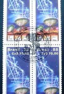 Quadra de selos postais do Brasil de 1988 ANSAT 10