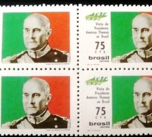 Quadra de selos do Brasil de 1972 Presidente Thomaz M