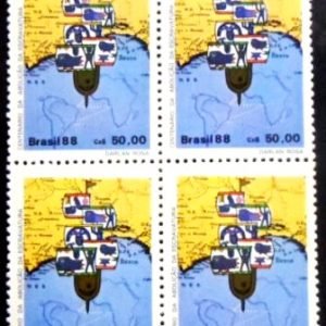 Quadra de selos postais do Brasil de 1988 Navio Negreiro M