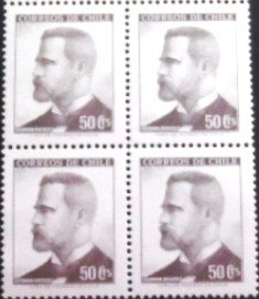 Quadra de selos postais do Chile de 1966 German Riesco