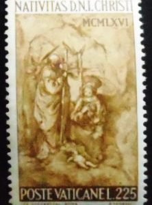 Selo postal do Vaticano de 1966 Holy Family in Bethlehem 225 M