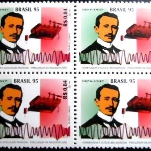 Quadra de selos do Brasil de 1995 Guglielmo Marconi