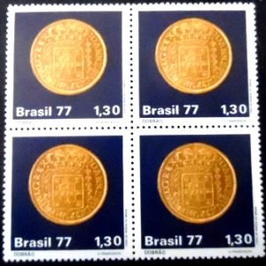 Quadra de selos postais do Brasil de 1977 Dobrão