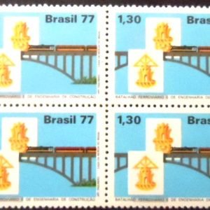 Quadra de selos do Brasil de 1977 Batalhão Ferroviário