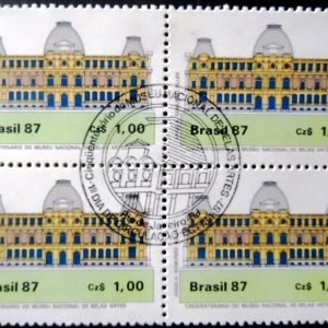 Quadra de selos postais do Brasil de 1987 Museu Belas Artes M1C