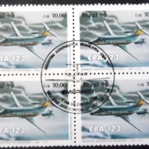 Quadra de selos postais do Brasil de 1990 Turboélice CBA 123