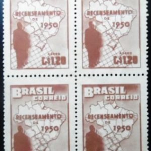 Quadra de selos postais do Brasil de 1950 Recenseamento