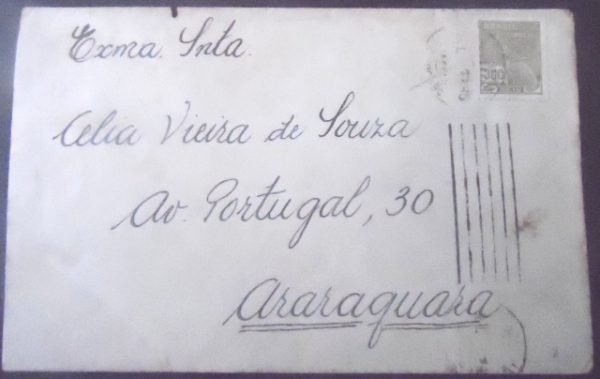 Envelope circulado em 1936 entre São Paulo x Araraquara