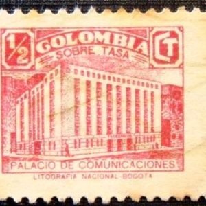 Selo postal da Colômbia de 1939 Ministry of Post and Telegraphs Building