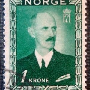 Selo postal da Noruega de 1946 King Haakon VII 1