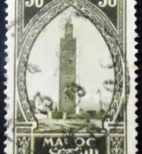 Selo postal do Marrocos de 1927 Koutoubiah