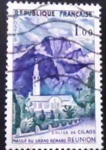 Selo postal da França de 1960 Cilaos Church