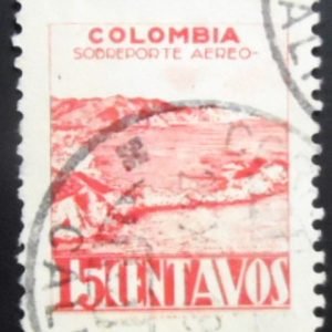 Selo postal da Colômbia de 1945 Bay of Santa Marta