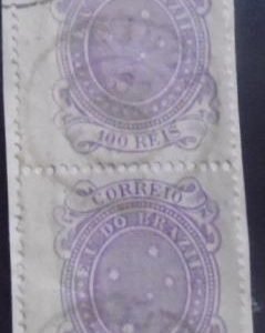 Par de selos postais do Brasil de 1890 Cruzeiro do Sul 100 JP