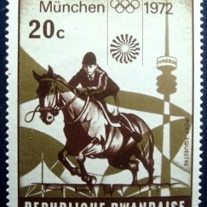 Selo postal da Ruanda de 1972 Equestrian