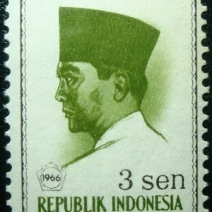 Selo postal da Indonésia de 1966 President Sukarno 3 M