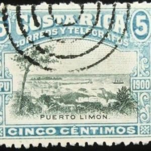 Selo postal da Costa Rica de 1901 Puerto Limón