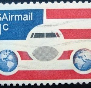 Selo postal Estados Unidos 1976 Plane, Globes & Flags